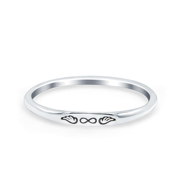 Infinity Wings Oxidized Band Solid 925 Sterling Silver Thumb Ring (2.2mm)